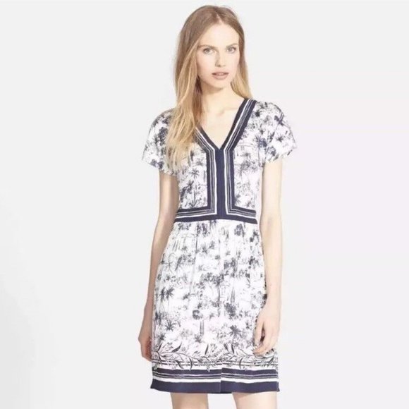 Tory Burch Dresses & Skirts - Tory Burch Silk Interlock Print Dress V-Neck Ivory Toile Size XS